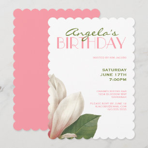 Invitation Anniversaire de la Magnolia du Sud  Blanc vert ros