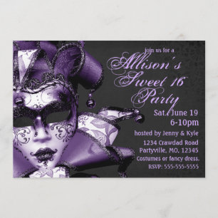 Invitation Anniversaire de la mascarade violette