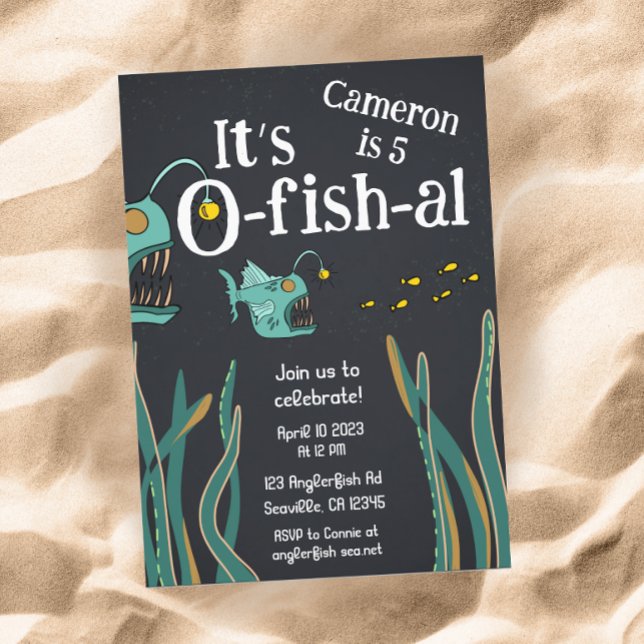 Invitation Anniversaire de la mer profonde du poisson-pêcheur (Créateur téléchargé)