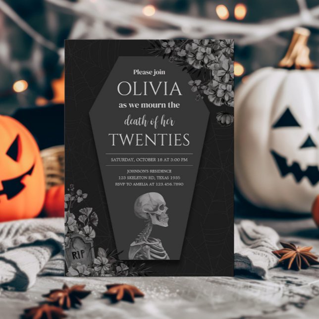 Invitation Anniversaire de la mort gothique d'Halloween de se (Death of my Twenties Birthday Party Invitation )