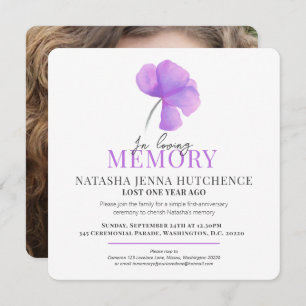 Invitation Anniversaire de la mort violet photo de la fleur d