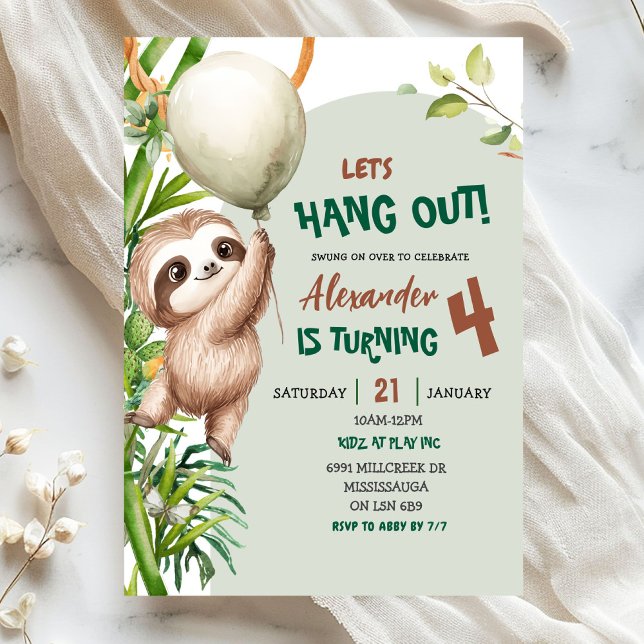 Invitation Anniversaire de la Paresseuse de la Savane Verte,  (Créateur téléchargé)