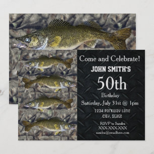 Invitation Anniversaire de la pêche au walleye adulte robuste