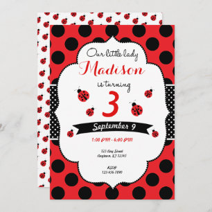 Invitation Anniversaire De La Petite Dame Ladybug, N'Importe