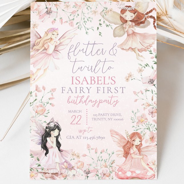 Invitation Anniversaire de la Petite Fée Flutter et Twirl (Créateur téléchargé)