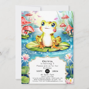 Invitation Anniversaire de la petite grenouille mignonne