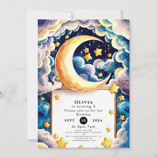 Invitation Anniversaire de la petite lune (Devant)