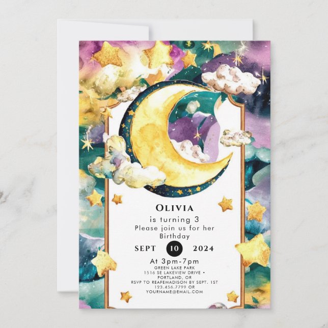 Invitation Anniversaire de la petite lune (Devant)