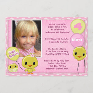 Invitation Anniversaire de la petite poussette jaune Pink