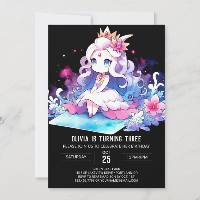 Invitation Anniversaire de la petite princesse Whimsical (Devant)