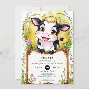 Invitation Anniversaire de la petite vache simple