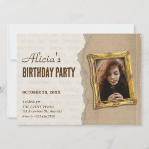 Invitation anniversaire de la photo d'art classique vintage