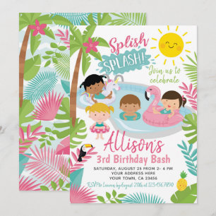 Invitation Anniversaire de la piscine de Luau