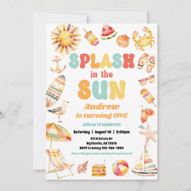 Invitation Anniversaire De La Piscine Solaire (Devant)