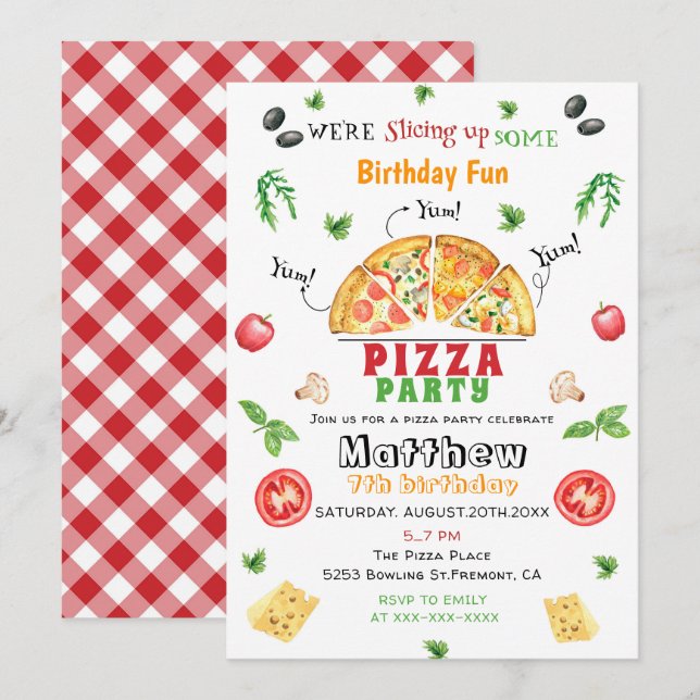 Invitation Anniversaire de la Pizza (Devant / Derrière)