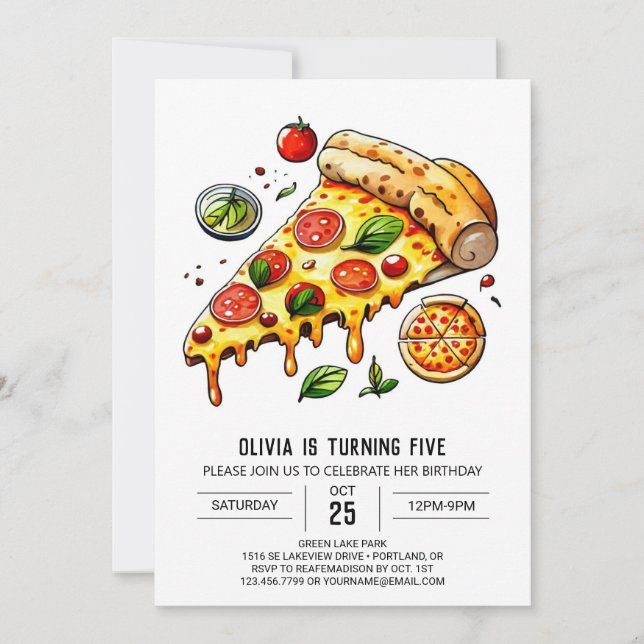 Invitation Anniversaire de la pizza Boho (Devant)