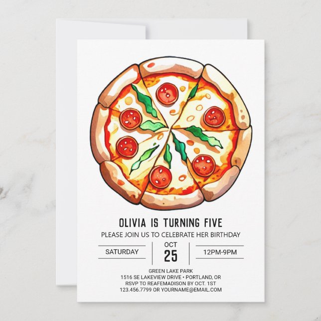Invitation Anniversaire de la pizza Boho au fromage (Devant)