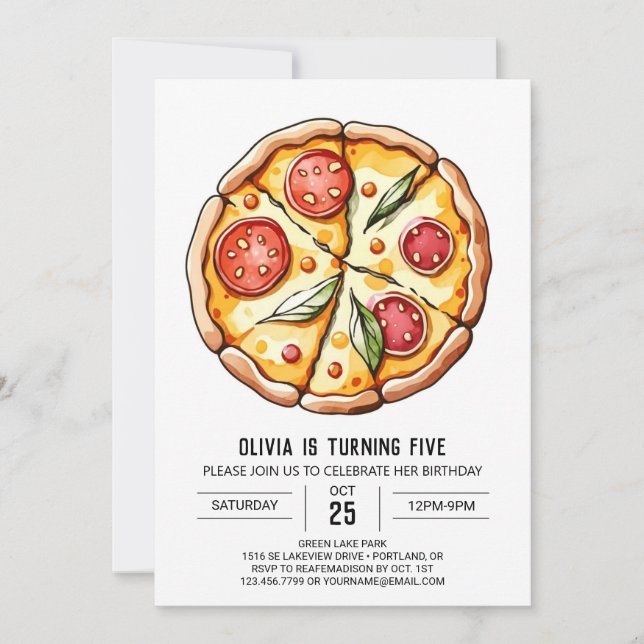 Invitation Anniversaire de la pizza Whimsical Boho (Devant)