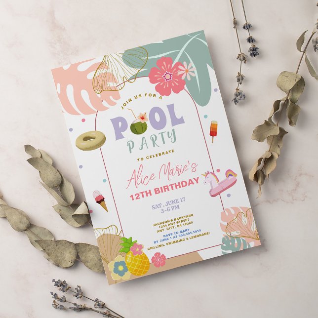 Invitation Anniversaire de la plage d'ananas d'été tropical (Créateur téléchargé)