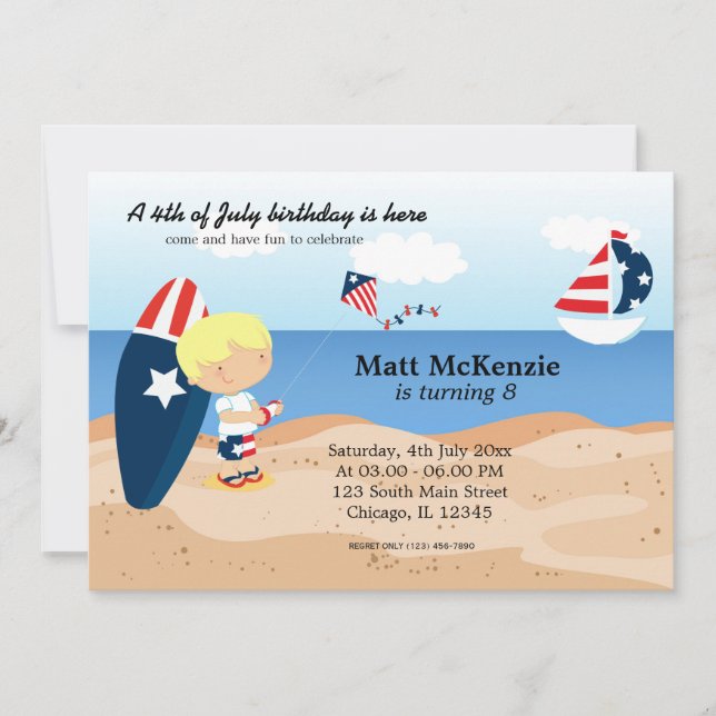 Invitation Anniversaire de la plage fête de l'indépendance (Devant)