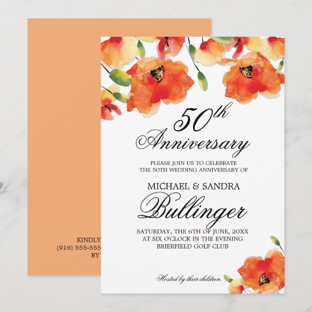 Invitation Anniversaire de la Poppée Dorée d'Été (Devant / Derrière)