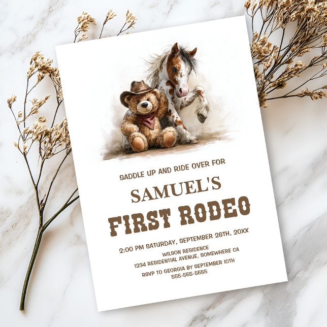 Invitation Anniversaire de la première fête de rodéo de Teddy (Créateur téléchargé)
