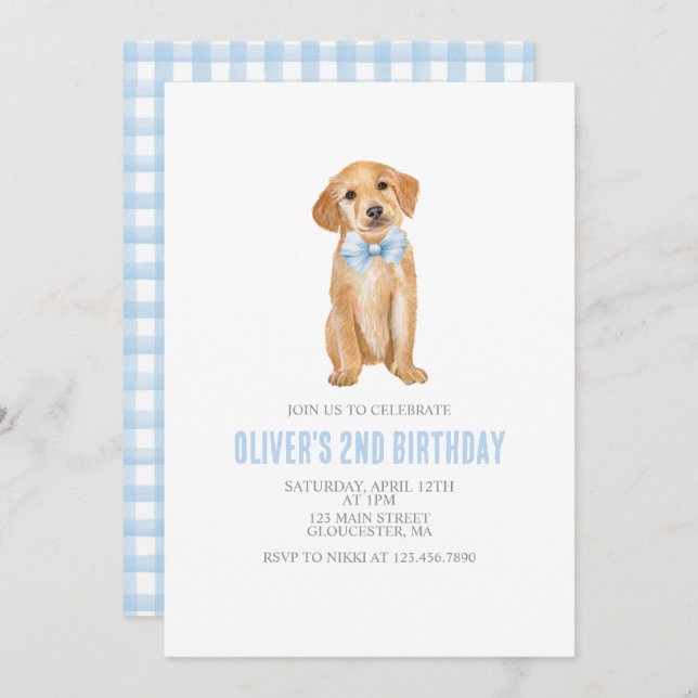 Invitation Anniversaire de la preppie chienne (Devant / Derrière)