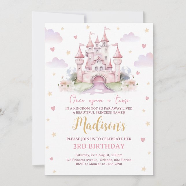 Invitation Anniversaire de la princesse (Devant)