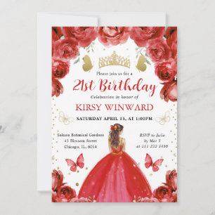 Invitation Anniversaire de la Princesse aux Cheveux Rouges en