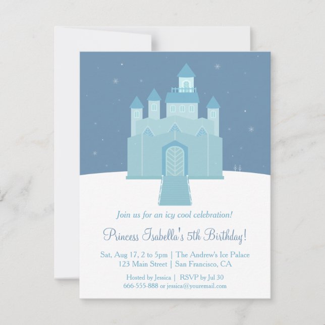 Invitation Anniversaire de la Princesse du Palais de Glace en (Devant)