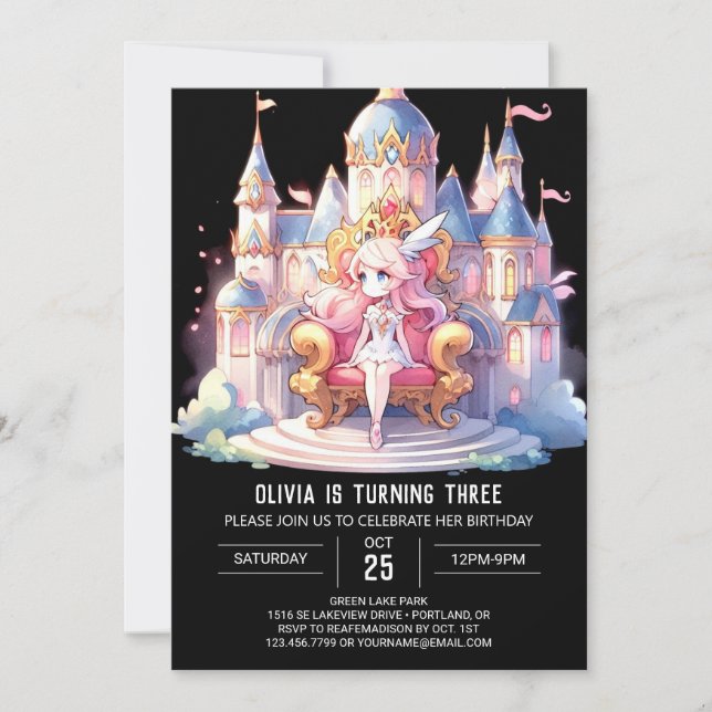 Invitation Anniversaire de la princesse numérique enchantée (Devant)