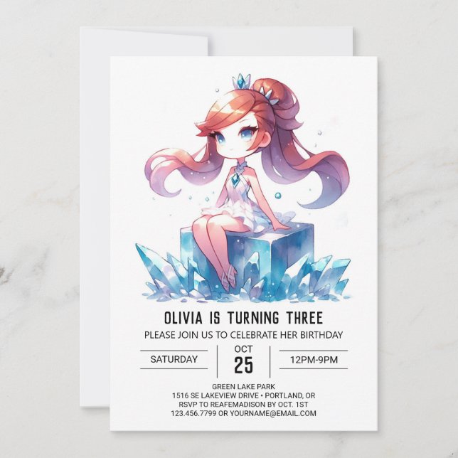 Invitation Anniversaire de la princesse numérique fantastique (Devant)