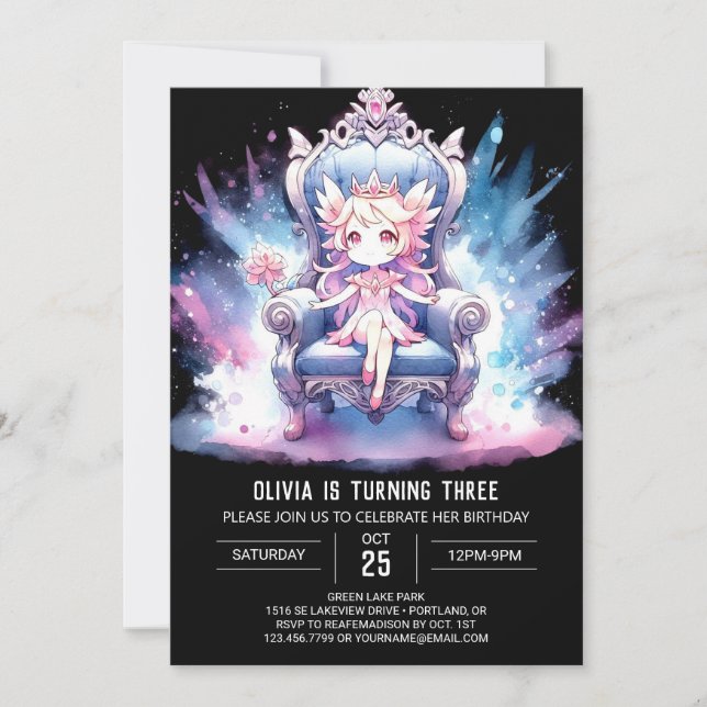 Invitation Anniversaire de la princesse Pastel sur mesure (Devant)