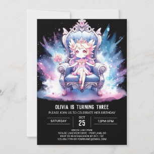 Invitation Anniversaire de la princesse Pastel sur mesure