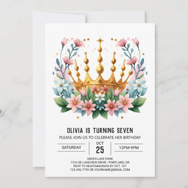 Invitation Anniversaire de la princesse princesse personnalis (Devant)