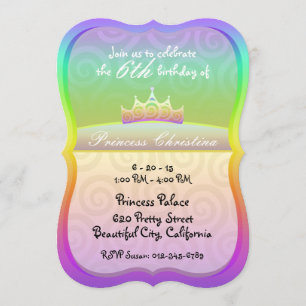Invitation Anniversaire de la princesse Rainbow Crown Spirals