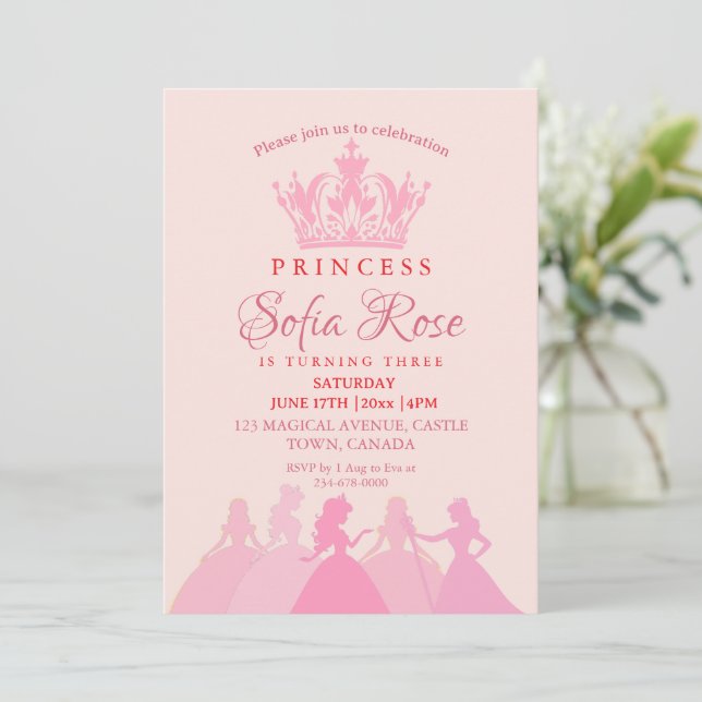 Invitation Anniversaire de la princesse rose (Debout devant)