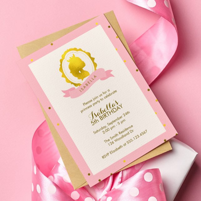 Invitation Anniversaire de la princesse rose Cameo (Créateur téléchargé)