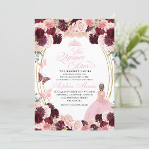 Invitation Anniversaire de la Quinceanera de la Bourgogne ros