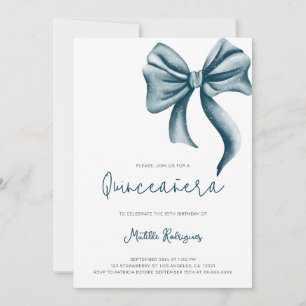Invitation Anniversaire de la Quinceanera de la Bow Bleue Mod