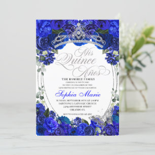 Invitation Anniversaire de la Quinceanera Royal Blue Silver