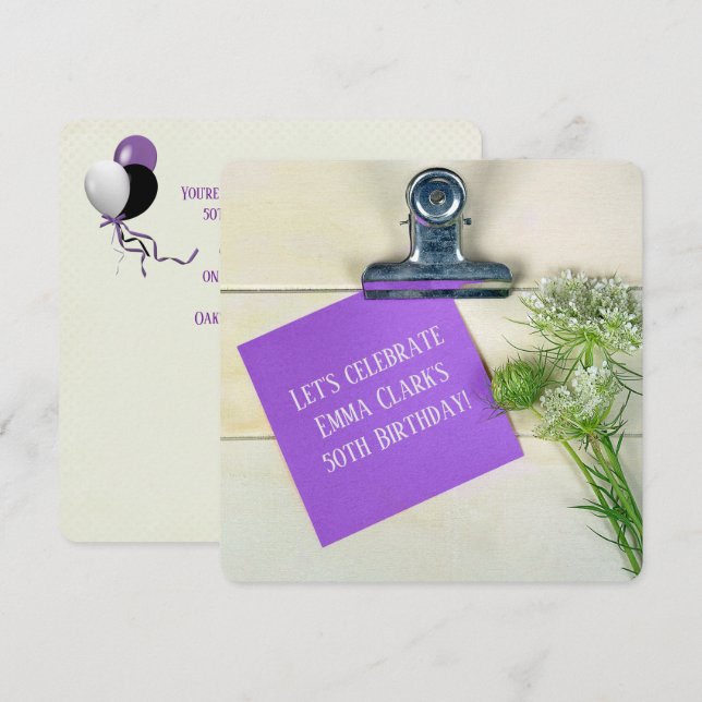 Invitation Anniversaire de la Reine Anne sur la dentelle du p (Devant / Derrière)