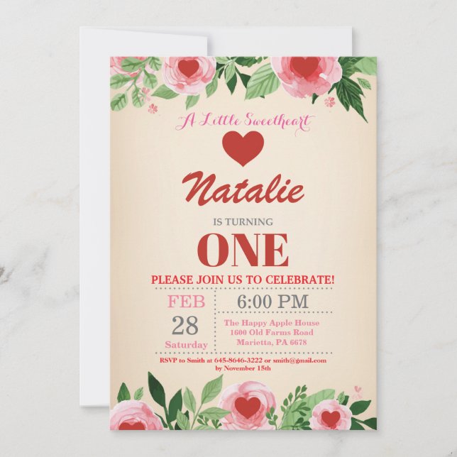 Invitation Anniversaire de la Saint-Valentin Notre Petit Chér (Devant)