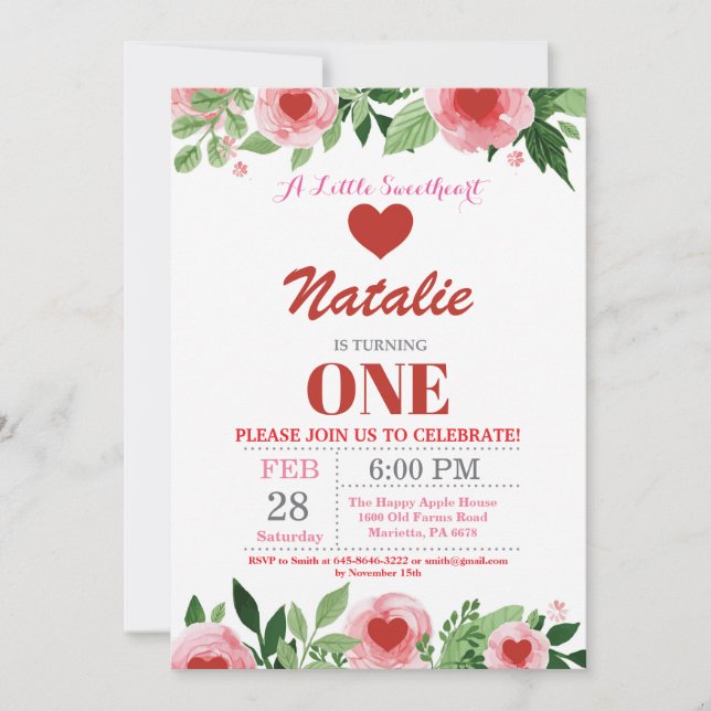 Invitation Anniversaire de la Saint-Valentin Notre Petit Chér (Devant)