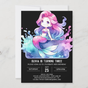 Invitation Anniversaire de la sirène enchantée personnalisée