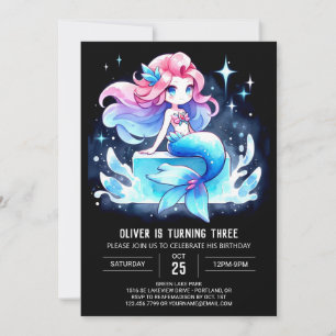 Invitation Anniversaire de la sirène marine personnalisée