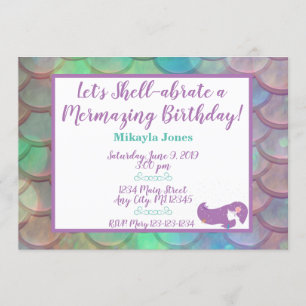 Invitation Anniversaire de la sirène personnalisée