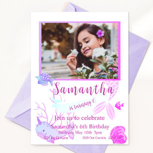 Invitation Anniversaire de la sirène, sous la mer, 6e anniver