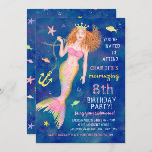 Invitation Anniversaire de la Sirène sous le Sea Redhead Pool