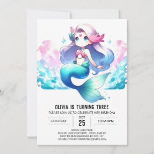 Invitation Anniversaire de la sirène Whimsy numérique